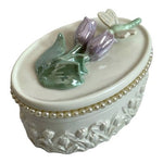 Vintage Lenox 3D Floral Jewelry Trinket Box Nacreous Porcelain Dragonfly 3.75"