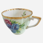 Vintage Clarence Bone China Floral Teacup Saucer Set England Gold Trim Farmhouse
