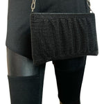 La Regale Black Beaded Purse Silver Chain Strap Evening Clutch Bag
