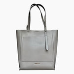 Rebecca Minkoff Stella Large North South Leather Tote Bag Ice Gray Silver EXC