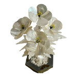 Vintage Mother of Pearl Capiz Shell Flower Bonsai Tree Bronze Planter 12”