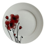 CIRCA Poppy Silhouette Salad Plates Set of 6 Red Floral 8” White Porcelain Plate