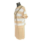 St John Collection Nautical Sweater Skirt Set Beige Ivory Gold Women’s M 12 NWT