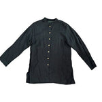 Harve Benard 100% Linen Charcoal Grey Mandarin Collar Button Up Tunic Women Sz L