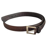 Mens Braid Weave Brown Genuine Cowhide Leather Silver Solid Square Buckle XL VG