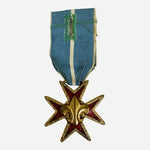 Vintage French Scouting Medal Fleur-de-Lis Star Blue Ribbon Military Collectible