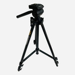 Vintage Camquip 727 Extendable Camera Tripod Black 5ft Pan Tilt Head Good
