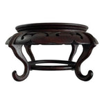 Vintage Chinese Carved Wood Display Stand Footed Pedestal 4.75" Dark Brown VG