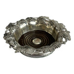 Silver Plated English Wine Bottle Coaster Grape Leaves Design Vintage