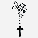 Black Plastic Beaded Rosary Necklace Cross Pendant Christianity Vatican Rosary