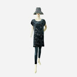 Cable & Gauge Black Sequin Floral Shift Dress Cap Sleeve Size M NWT Macy's