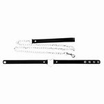 Black Faux Leather Heart Choker Collar Silver Chain Leash Set Goth Punk NIP