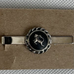 Vintage Silver Tone Black Horse Tie Clasp Bar Clip Men’s Accessory 2.5"