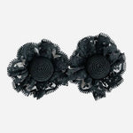 Vintage Black Lace 2.5" Flower Shoe Clips Set of 2 Womens Accessory VG Condition