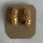Gold Tone Textured Hoop Earrings 1" Womens Lightweight Classic Elegant Jewelry