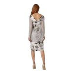 $258 Joseph Ribkoff White Grey Floral Cape Shoulder Dress Women’s Size 10