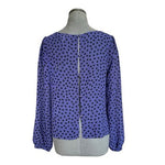 BCBGeneration Purple Polka Dot Blouse Long Sleeve Keyhole Back Top Womens Sz M