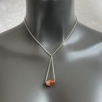 MWS 925 Sterling Silver Lariat Y-Necklace Natural Carnelian Gemstone Pendant 18"