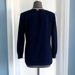 St John Knit Jacket Cardigan S M Vintage Button Front Blue Red White Luxury USA