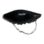 La Regale Black Beaded Purse Silver Chain Strap Evening Clutch Bag