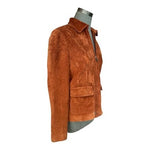 Liz Claiborne Suede Leather Jacket Women’s S Brown Zip Front Collar Jacket VG