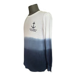 San Diego California Anchor Ombre Long Sleeve T-Shirt Blue White Cotton M