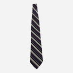 Pierre Cardin Vintage Mens Silk Tie Purple Grey Black Stripe Designer Necktie VG