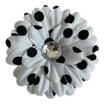 Black & White Polka Dot Fabric Flower Appliques 5pc DIY Craft 2.25in New