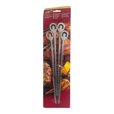 NIB GRILLIFE Set of 4x Stainless Steel Serving Skewers Grill Skewers