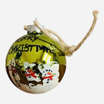 Hand Painted Gold Glass Ball Snowman Christmas Ornament 2014 Personalized Good