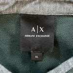 Armani Exchange Mens XL Green Heather Gray Polo Shirt Green Trim Short Sleeve VG