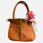 Mellow World Pink Orange Leather Flower Bag Charm Accessory Excellent Condition