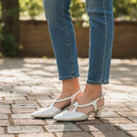 Ros Hommerson Prize White Pearl Leather Pumps Low Heels Women’s Size 9.5 NIB