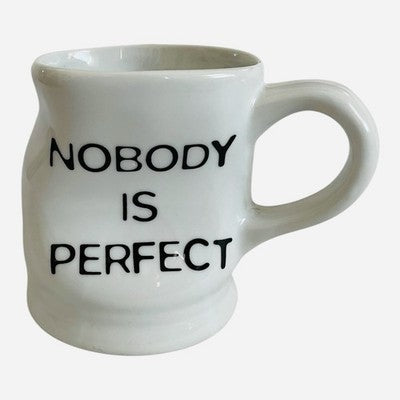 Nobody Is Perfect Funny Quote Coffee Mug White Ceramic 3.75 in VG