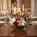 Clear Glass Bubble Bowl Fish Bowl Vase Large 15x12in Wedding Centerpiece VG