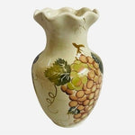 Vintage Cabernet Tabletops Unlimited Ceramic Vase – Hand Painted Grape Design