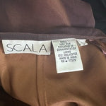 Vintage Scala 100% Silk Beaded One Shoulder Gown Copper Brown Maxi Dress L NWT