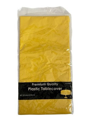 Momentum Brands Premium Quality Yellow Round Plastic Table Cover 84" New Sealed