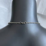 Silver Chain Necklace Amethyst Beads Oval Links Layered 22" & 26" Very Good