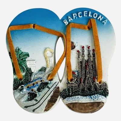 Barcelona Spain 3D Resin Flip Flop Sandal Fridge Magnet Sagrada Familia VG