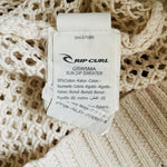 Rip Curl Women's Open Knit Striped Hooded Beach Cover Up Tunic Beige Size S VG