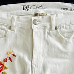 DG2 Diane Gilman White Floral Embroidered Jeans Size 6T Virtual Stretch 31" EXC