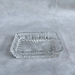 Vintage Pressed Glass Rectangular Trinket Dish Starburst Sawtooth Rim EXC