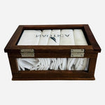 Nautica Wooden Keepsake Box with 6 White Men’s Fine Cotton Handkerchiefs NIB