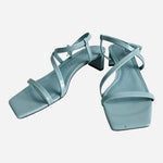 Katy Perry Women Baby Blue Patent Strappy Block Heel Sandals Size 9 VG