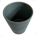 Nordic Style Matte Gray Ceramic Flower Pot Ribbed Textured Plant Planter Vase
