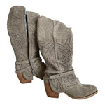 Very G Untitled Grey Faux Suede Laser-Cut Knee High Boot Women's Size 6 NIB