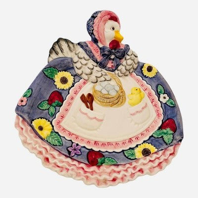 Vintage 1995 FITZ and FLOYD Mother Goose Duck Ceramic Canape Plate 9”x10” Decor