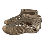 Earth Camellia Marconi Platinum Metallic Leather Gladiator Sandals 8M