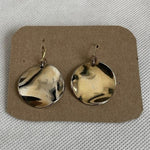 Hammered Gold Tone Disc Dangle Earrings Vintage Style Fashion Jewelry